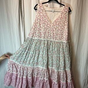 LoveShackFancy Floral V-Neck Dress